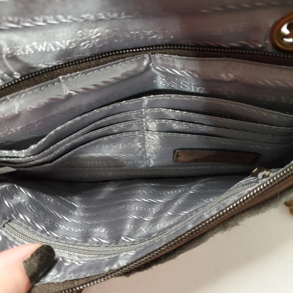 NWT SIMPLY VERA WANG Dark‎ BROWN Faux Fur CROSSBODY BAG